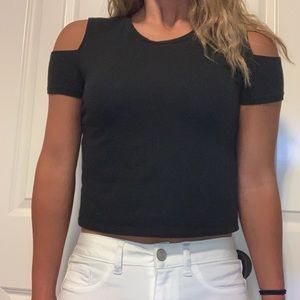 Black T-shirt with shoulders cut out